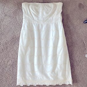 J. Crew Strapless White Eyelet Dress Size 4, EUC